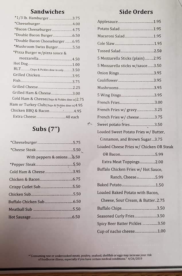 Northside Restaurant - Mount Union, PA menu_pic