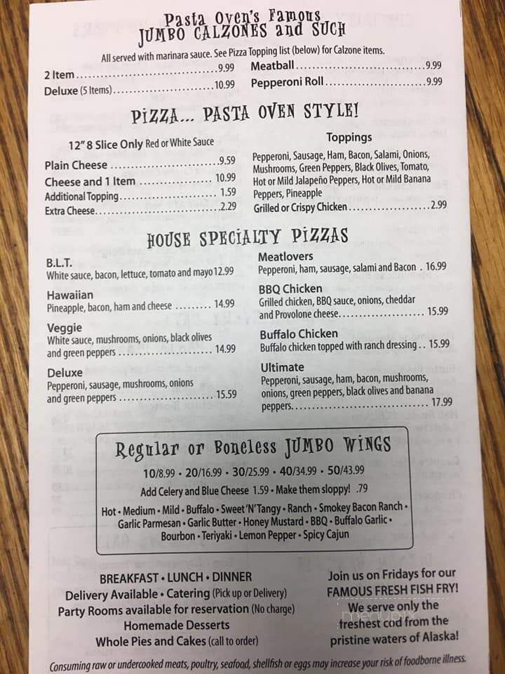 Pasta Oven - Rock Creek, OH menu_pic