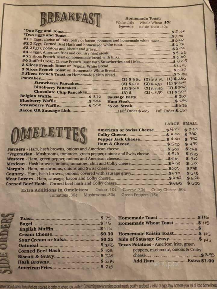 Margo's Family Restaurant - Greenville, MI menu_pic