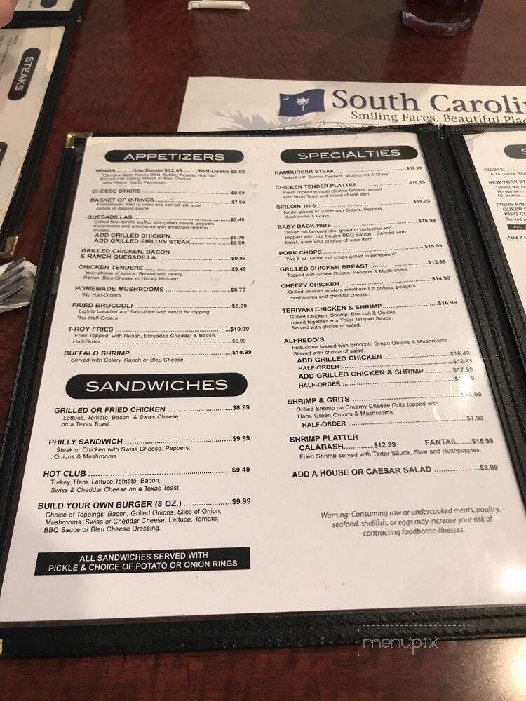 T-Roy's Restaurant - Marion, SC menu_pic