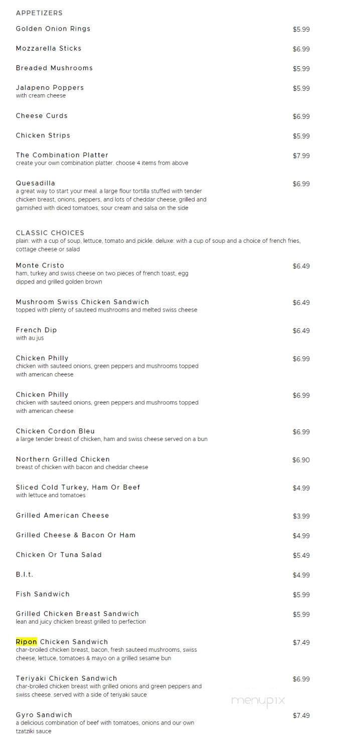 Ripon Family Restaurant - Ripon, WI menu_pic