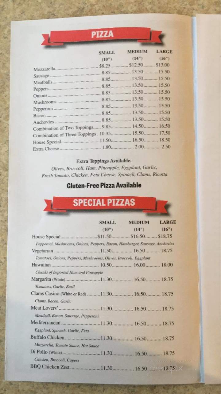 Abc pizza house menu