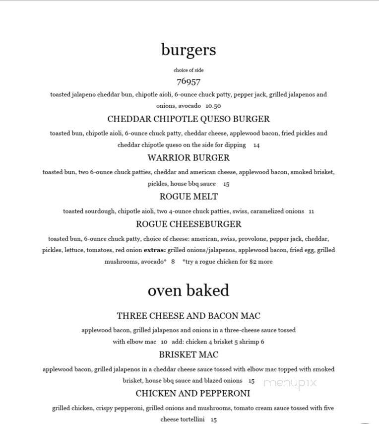 Rogue Kitchen - Wall, TX menu_pic