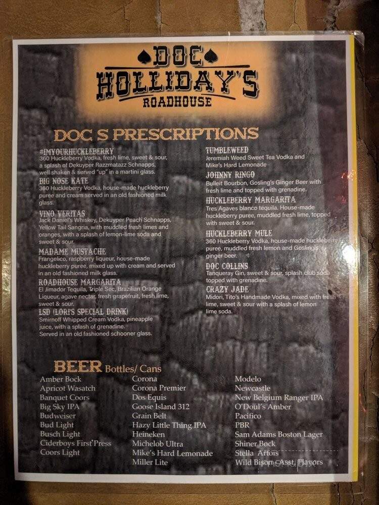 Doc Holliday's - Williston, ND menu_pic