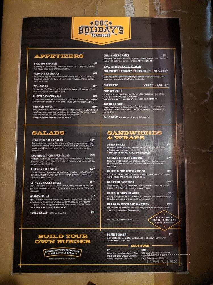 Doc Holliday's - Williston, ND menu_pic