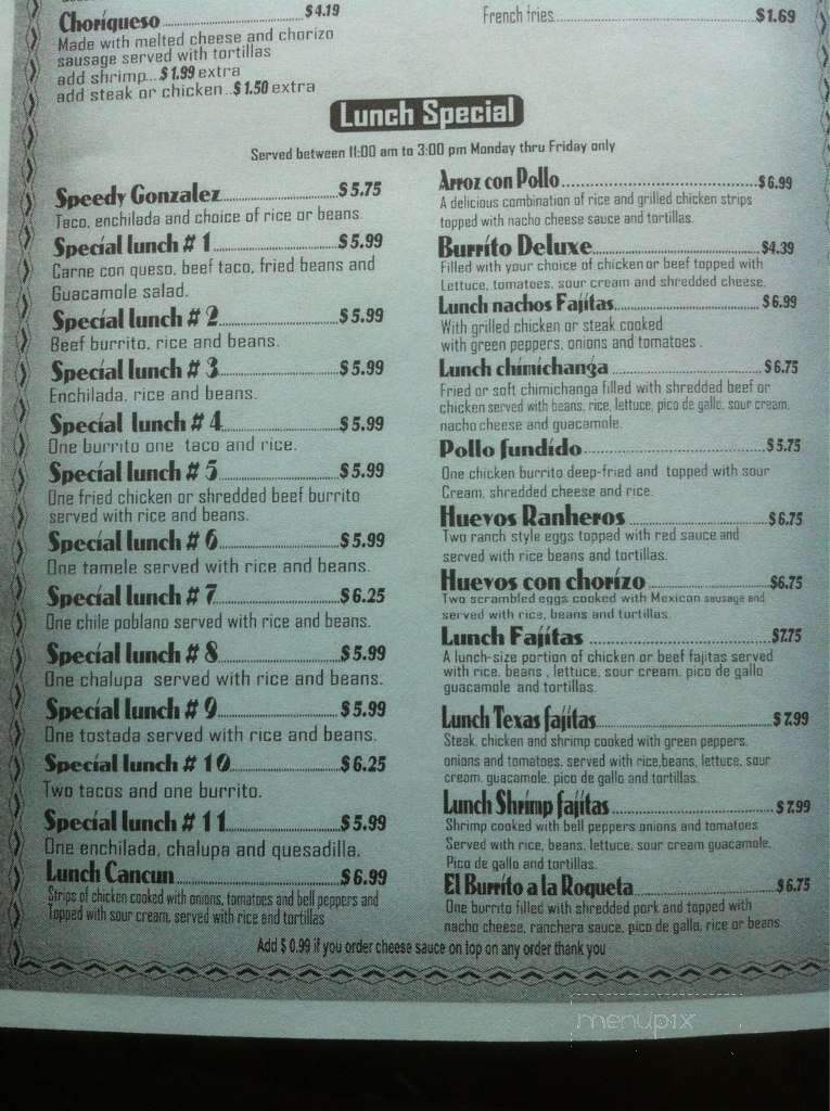 Mariachi Loco Mexican Grill - Bluffton, IN menu_pic