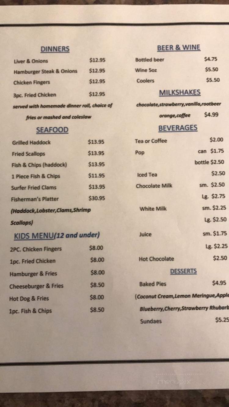 Blue Goose Restaurant & Bakery - Crapaud, PE menu_pic