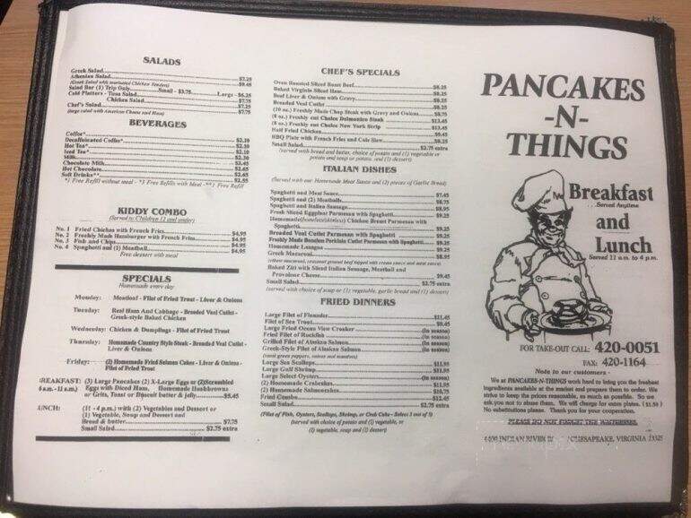 Pancakes N Things - Virginia Beach, VA menu_pic