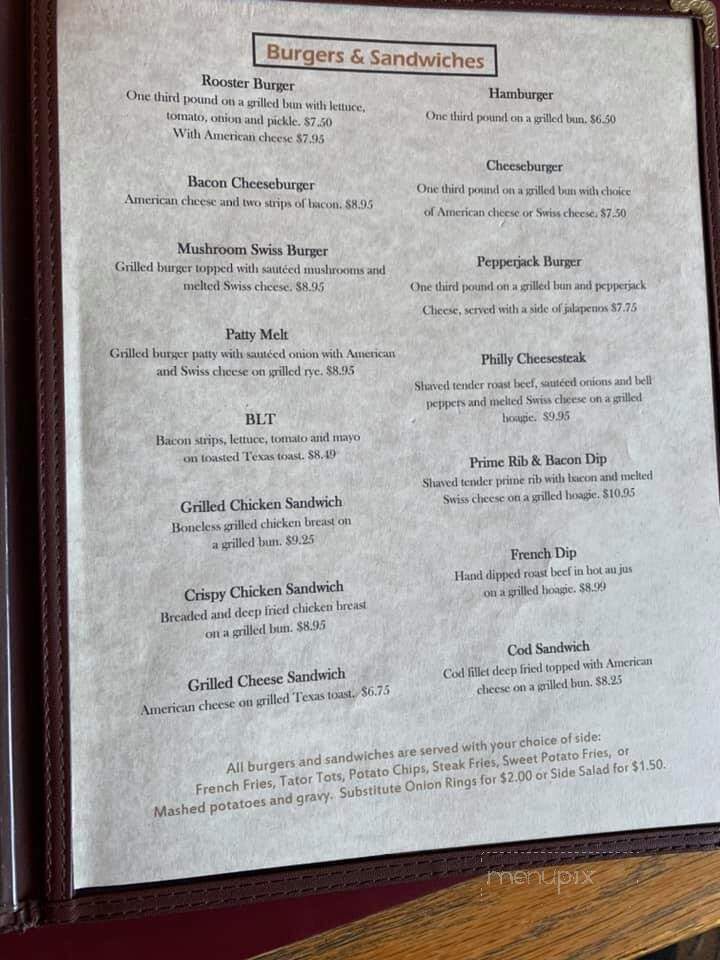Roosters - Redfield, SD menu_pic