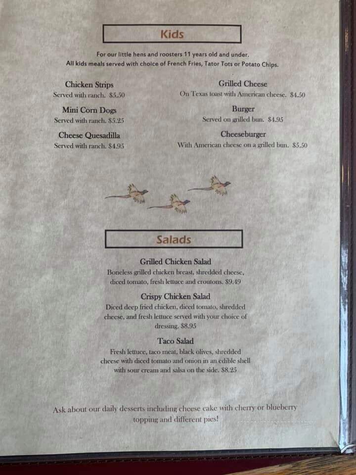 Roosters - Redfield, SD menu_pic
