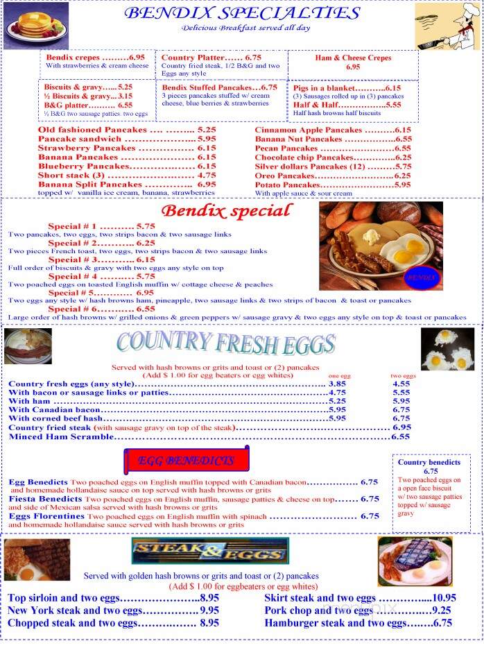 Bendix Restaurant Family - South Bend, IN menu_pic