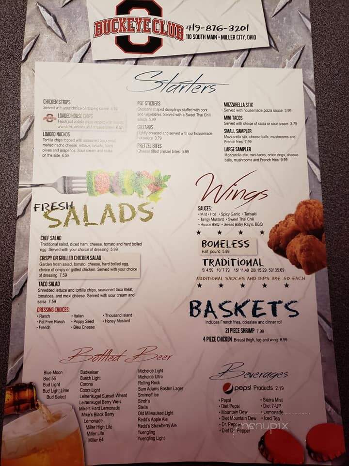 Buckeye Club - Miller City, OH menu_pic