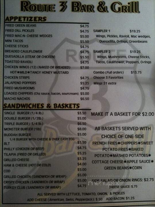 Route 3 Bar & Grill - Waterloo, IL menu_pic