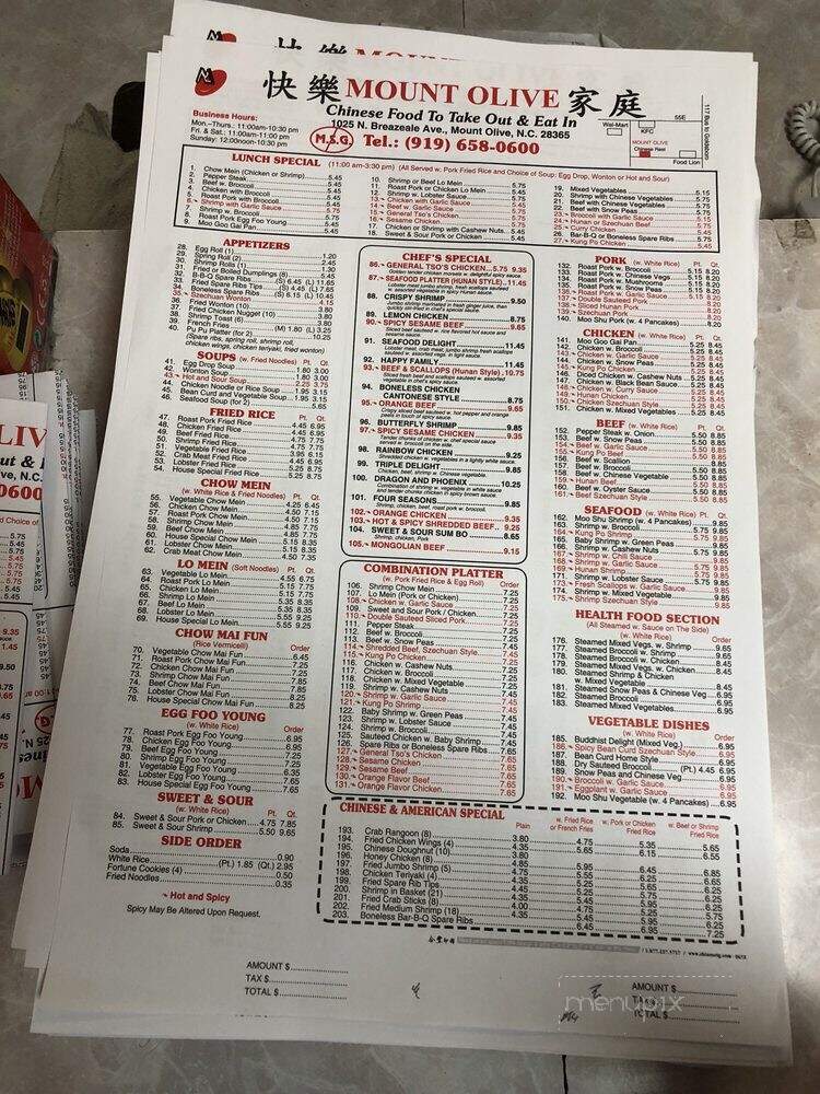 Online Menu of Mt Olive Chinese Restaurant, Mount Olive, NC