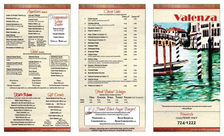 Valenza Restaurant - Meadville, PA menu_pic