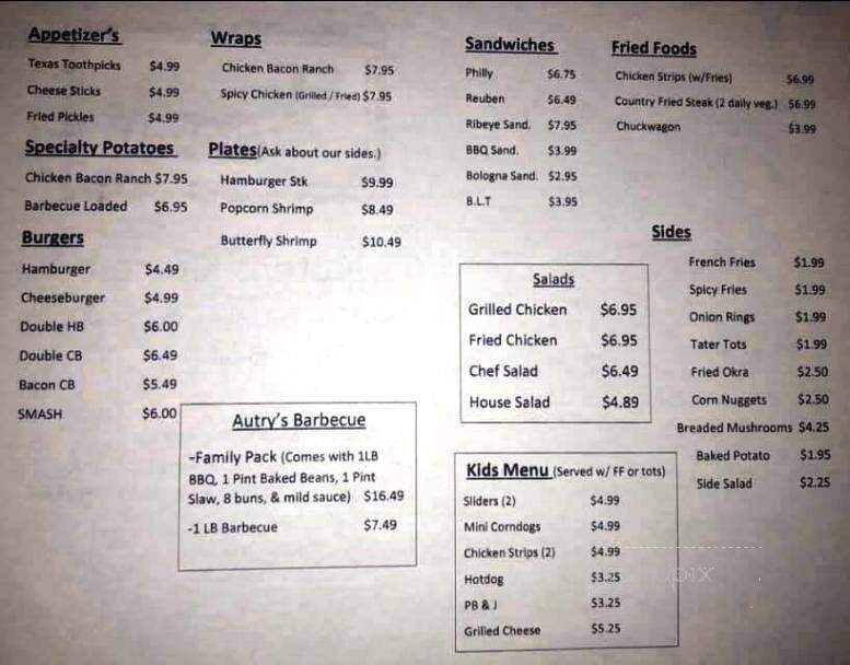 Autry's Country Kitchen - Troy, TN menu_pic