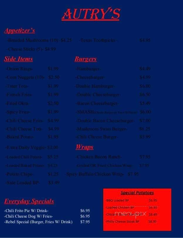 Autry's Country Kitchen - Troy, TN menu_pic