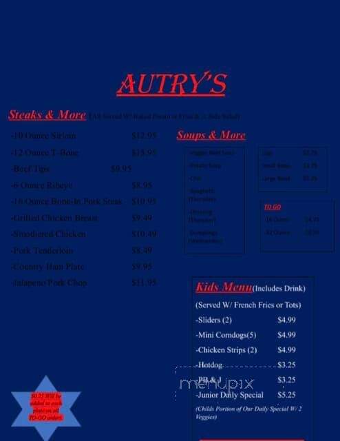 Autry's Country Kitchen - Troy, TN menu_pic