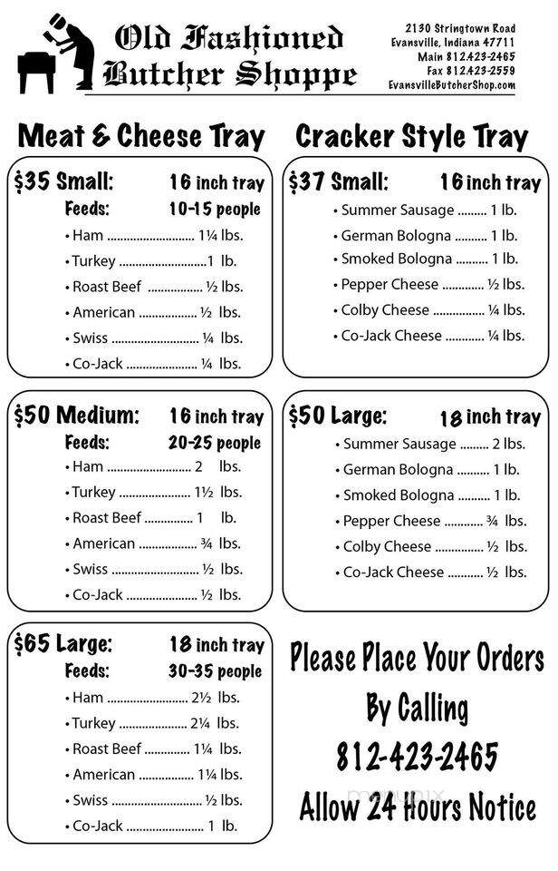 Old Fashioned Butcher Shoppe - Evansville, IN menu_pic
