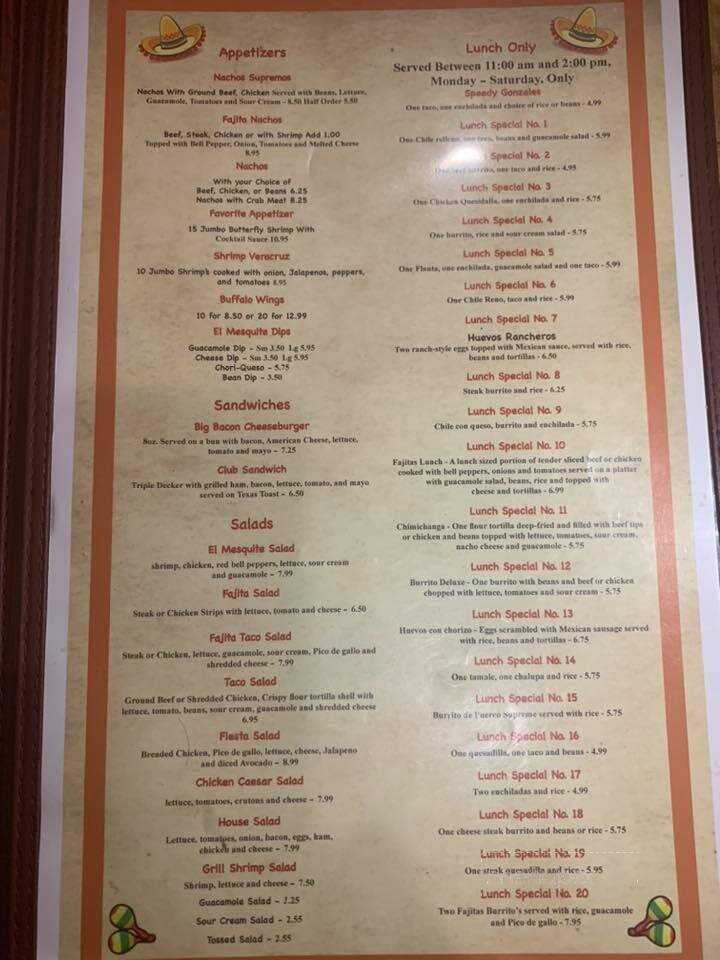 El Mesquite Mexican Grill - Pulaski, TN menu_pic