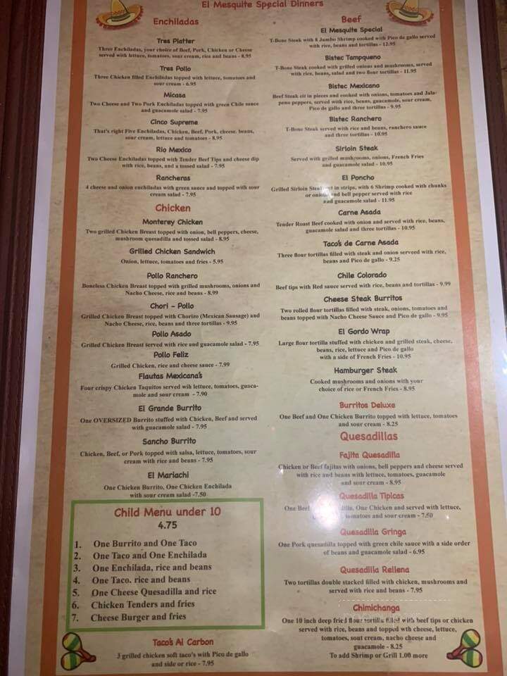 El Mesquite Mexican Grill - Pulaski, TN menu_pic