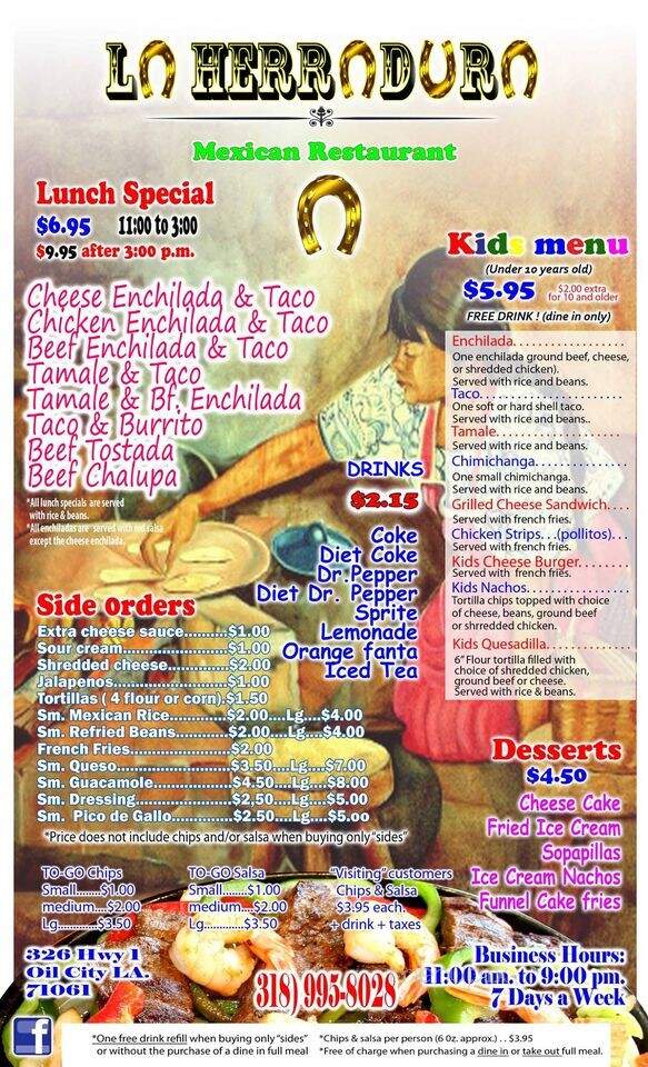 La Herradura - Oil City, LA menu_pic