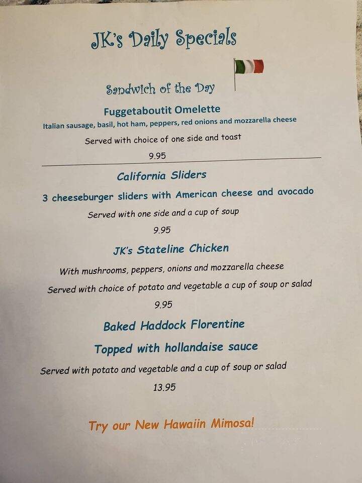 Jimmy K's Diner - Seabrook, NH menu_pic