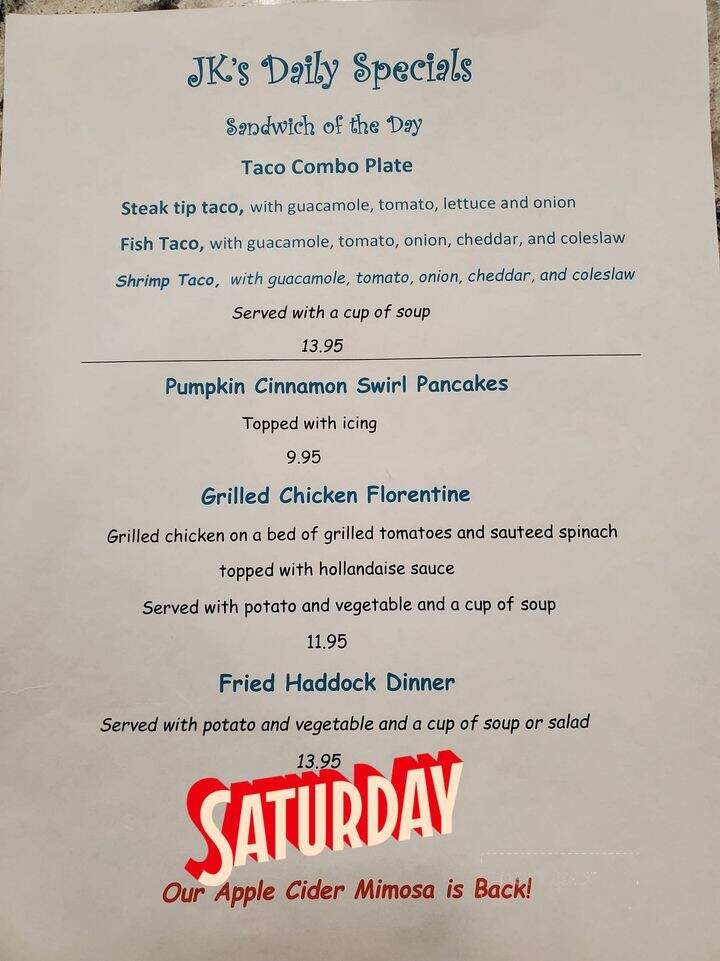 Jimmy K's Diner - Seabrook, NH menu_pic