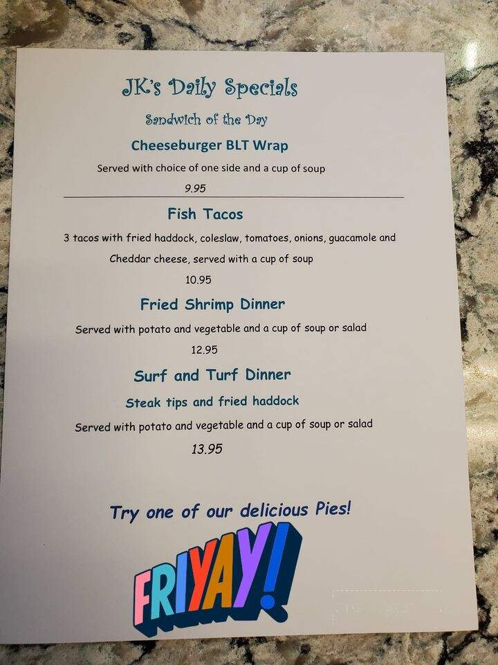 Jimmy K's Diner - Seabrook, NH menu_pic
