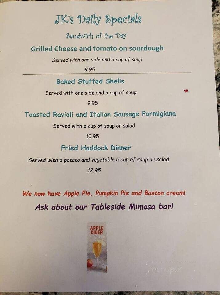 Jimmy K's Diner - Seabrook, NH menu_pic