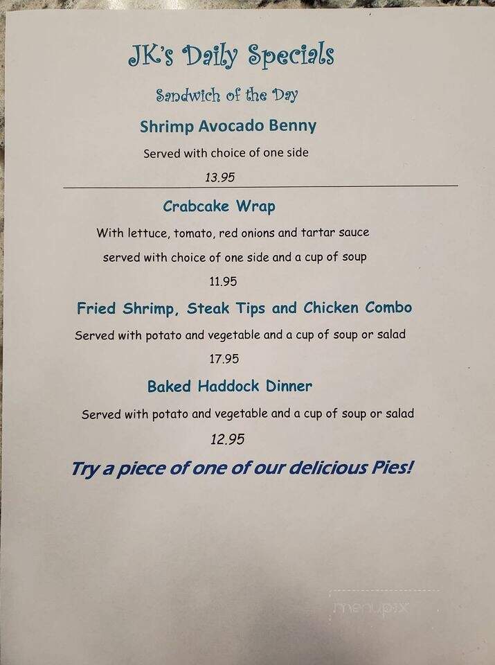 Jimmy K's Diner - Seabrook, NH menu_pic