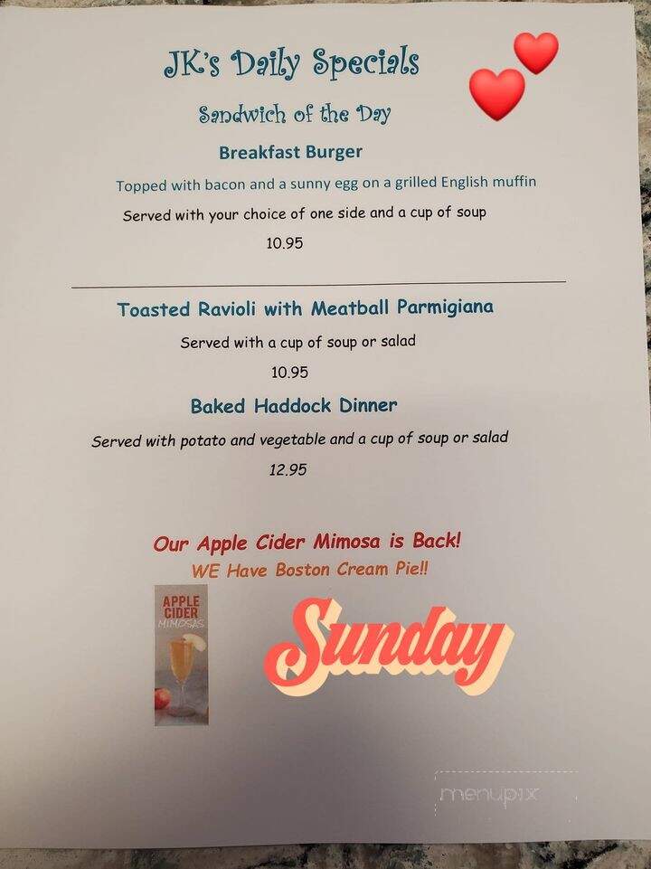 Jimmy K's Diner - Seabrook, NH menu_pic