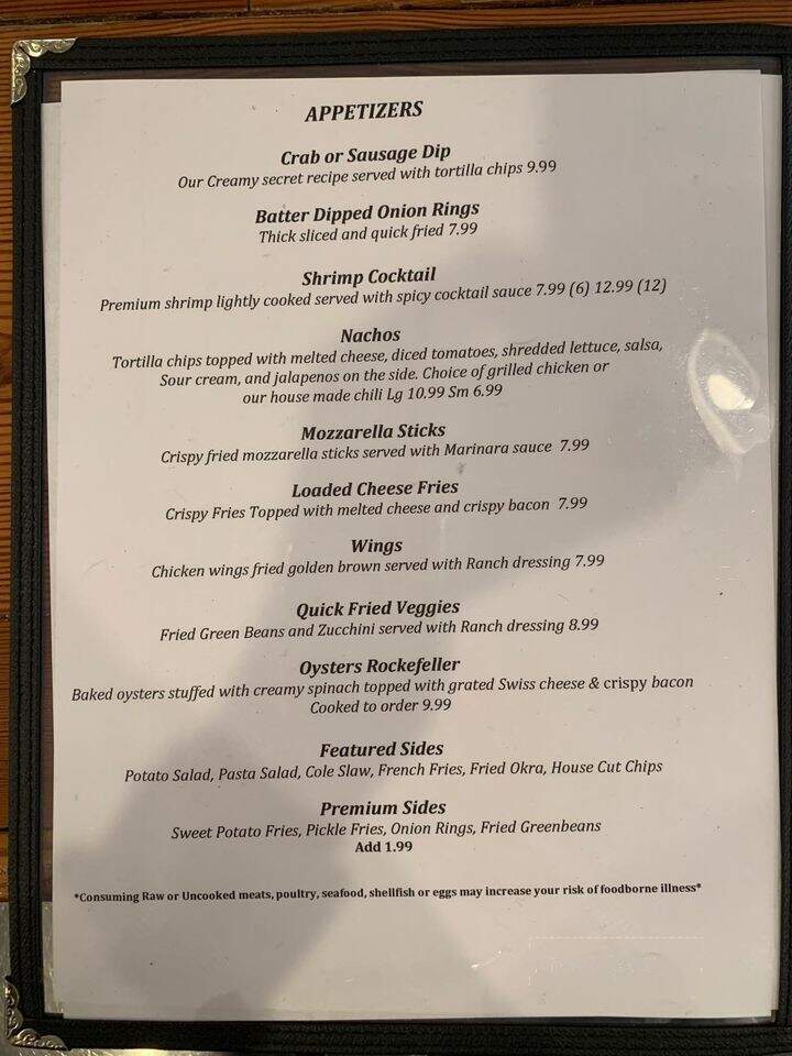Tavern 125 - Murfreesboro, NC menu_pic