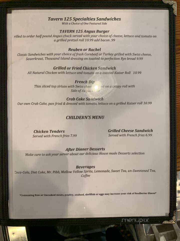 Tavern 125 - Murfreesboro, NC menu_pic