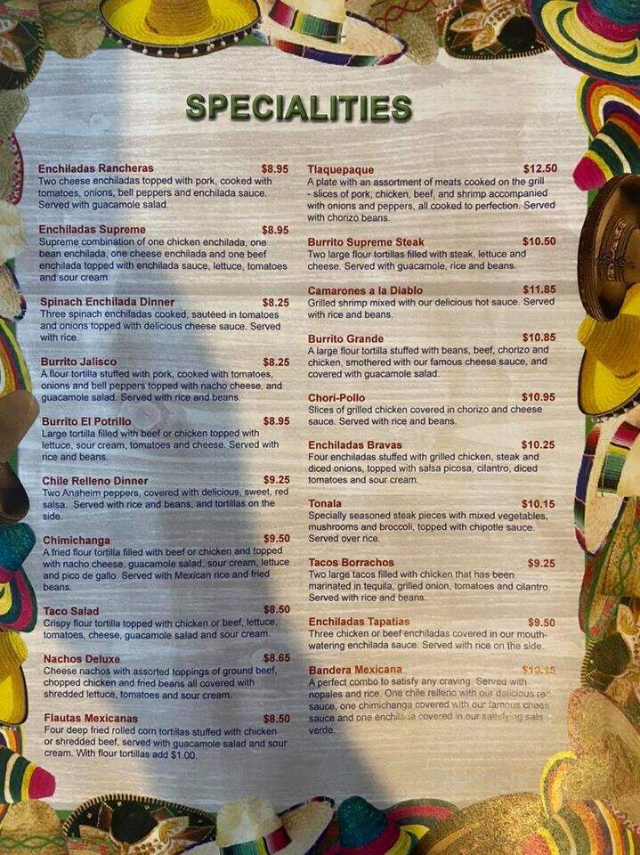 El Potrillo - Lyons, KS menu_pic