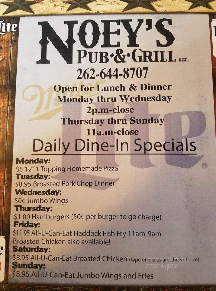 Noey's Pub & Grill - Hartford, WI menu_pic