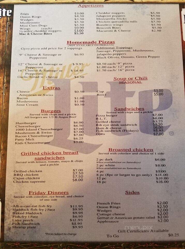 Noey's Pub & Grill - Hartford, WI menu_pic