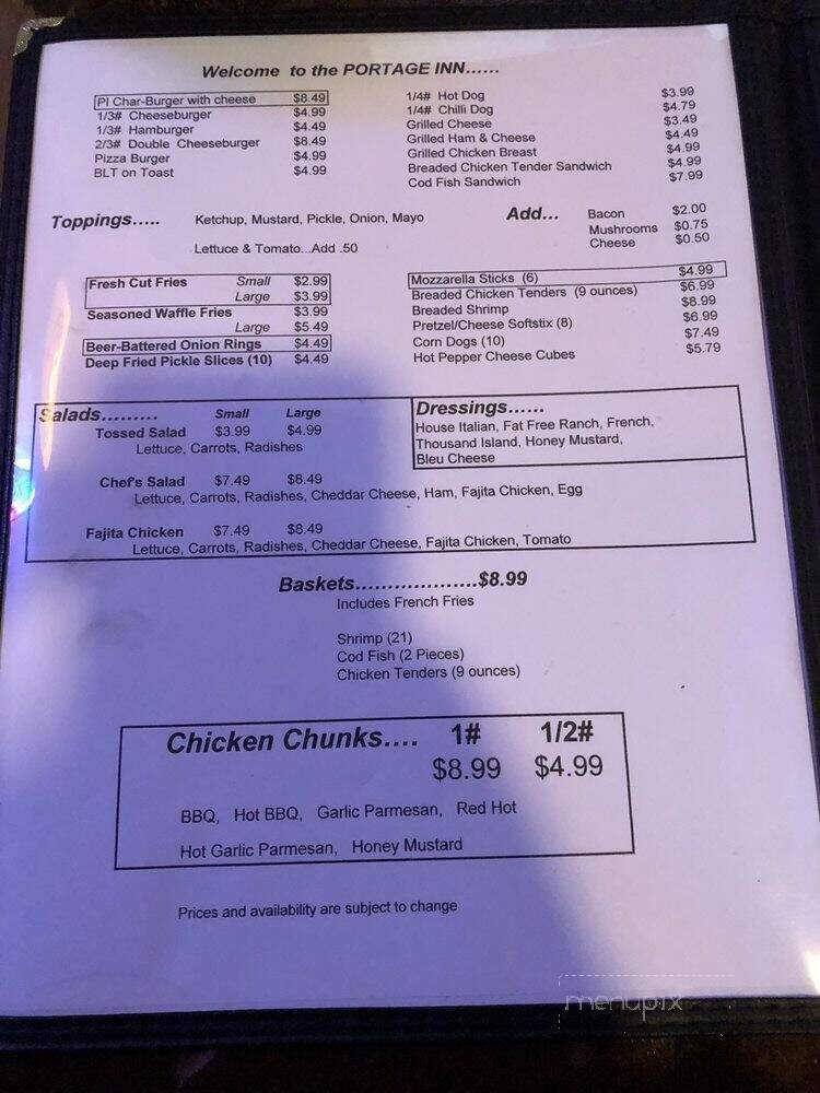 Portage Inn - Elmore, OH menu_pic