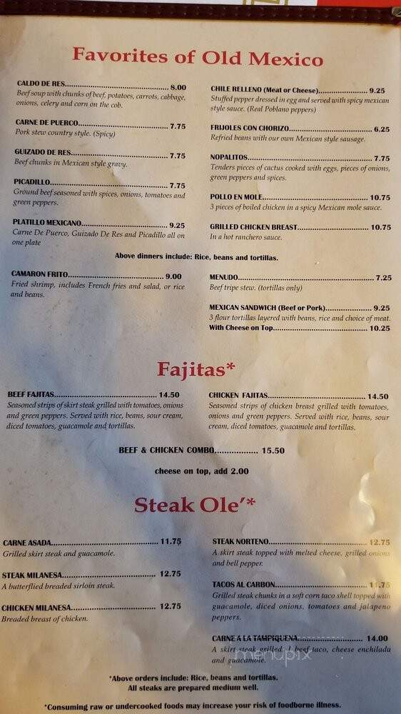 Menu of Xochimilco Restaurant in Detroit, MI 48216