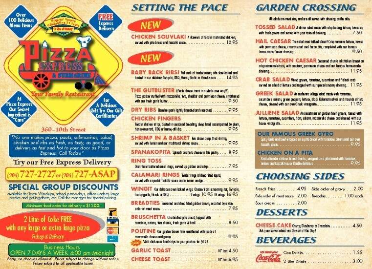 Pizza Express - Brandon, MB menu_pic