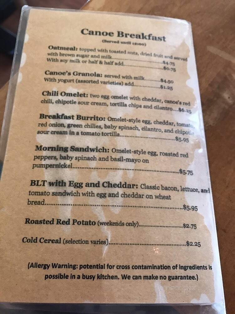 Canoe On The Run - McHenry, MD menu_pic