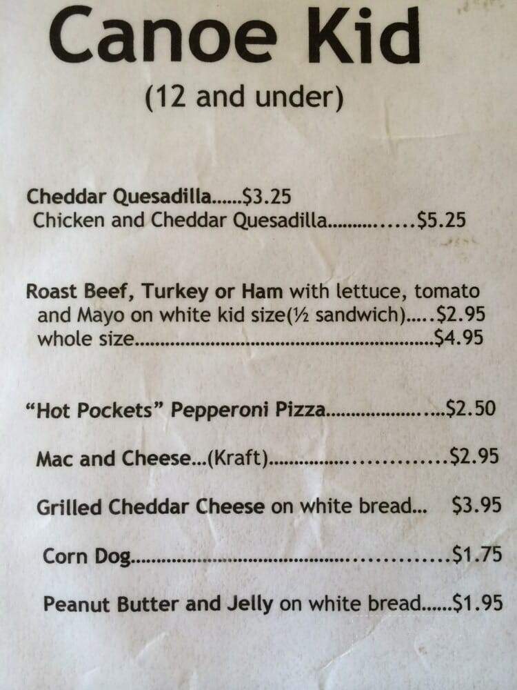 Canoe On The Run - McHenry, MD menu_pic