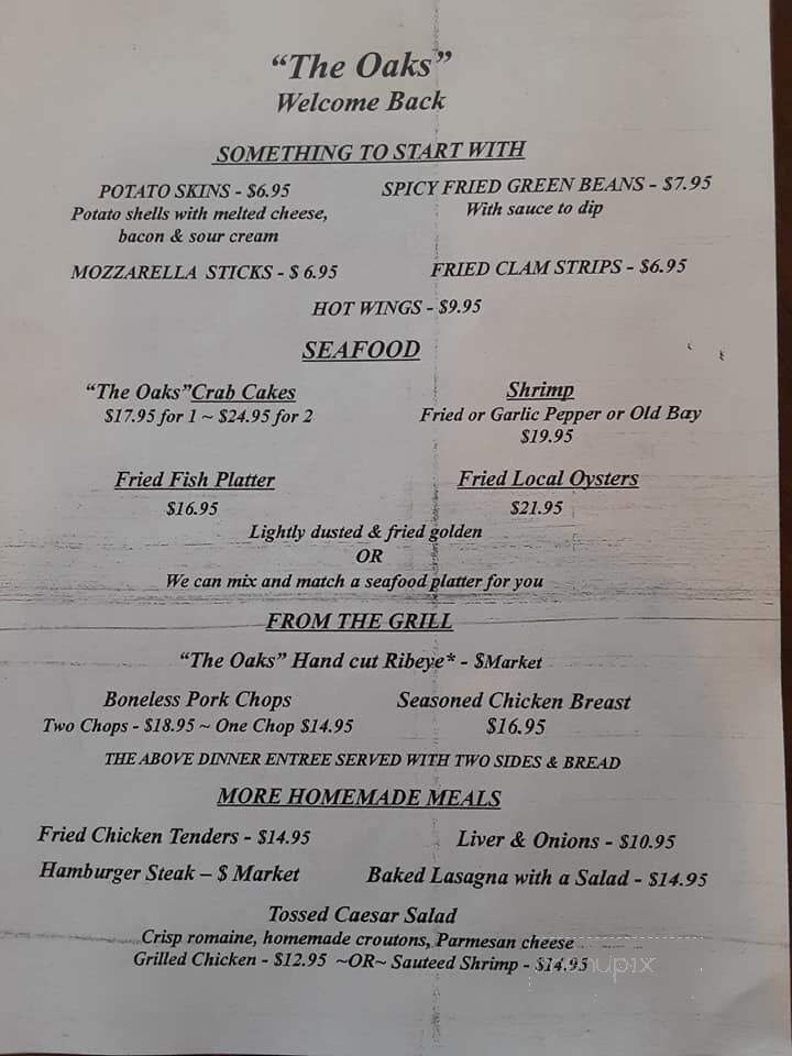 Oaks - Lancaster, VA menu_pic