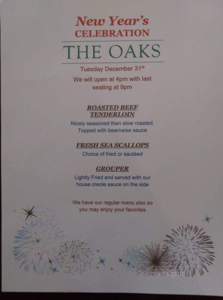 Oaks - Lancaster, VA menu_pic