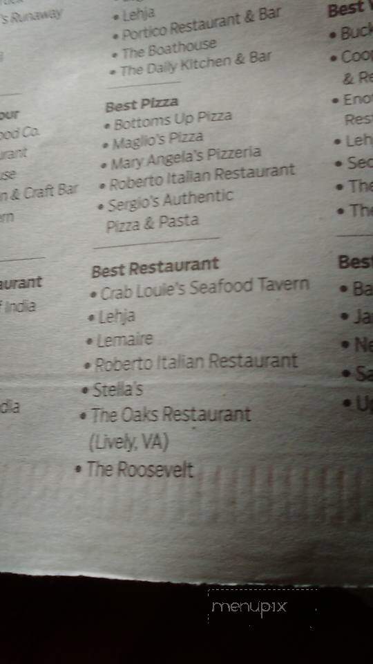 Oaks - Lancaster, VA menu_pic