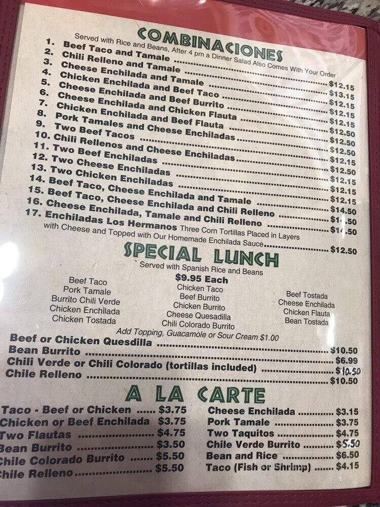 Los Hermanos Mexican Restaurant - Sutter Creek, CA menu_pic