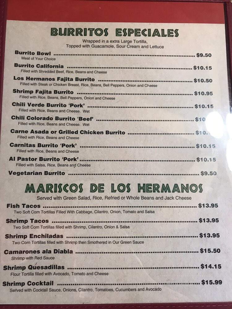Los Hermanos Mexican Restaurant - Sutter Creek, CA menu_pic