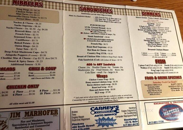 Country Pub - Gregory, MI menu_pic