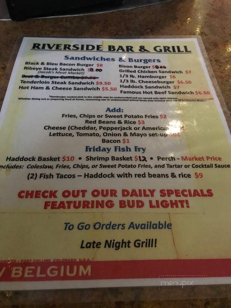 Riverside Bar & Grill - Appleton, WI menu_pic