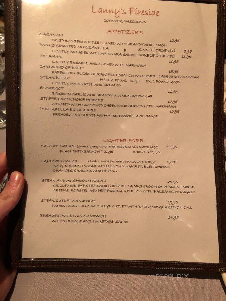 Lanny's Fireside - Conover, WI menu_pic